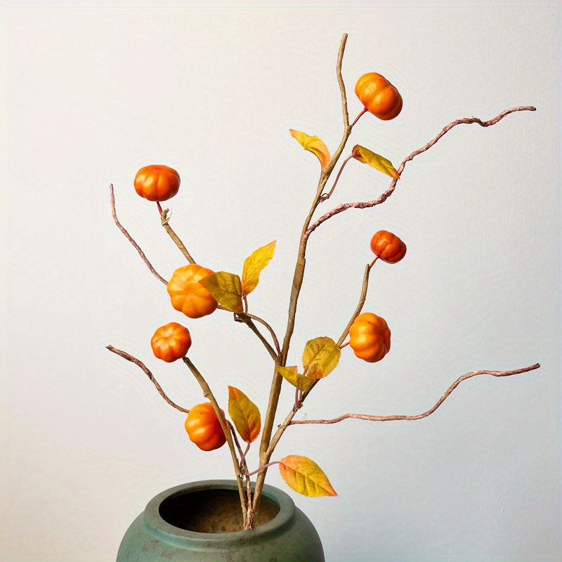 4pcs Artificial Fall Pumpkin & Berry Stems – Autumn Floral Picks for Arrangements