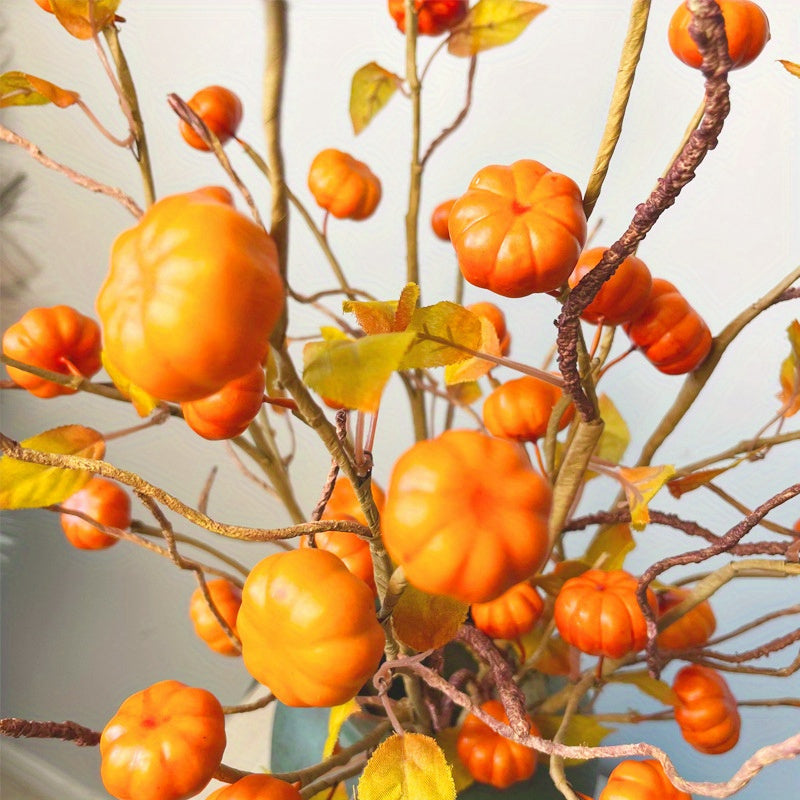 4pcs Artificial Fall Pumpkin & Berry Stems – Autumn Floral Picks for Arrangements