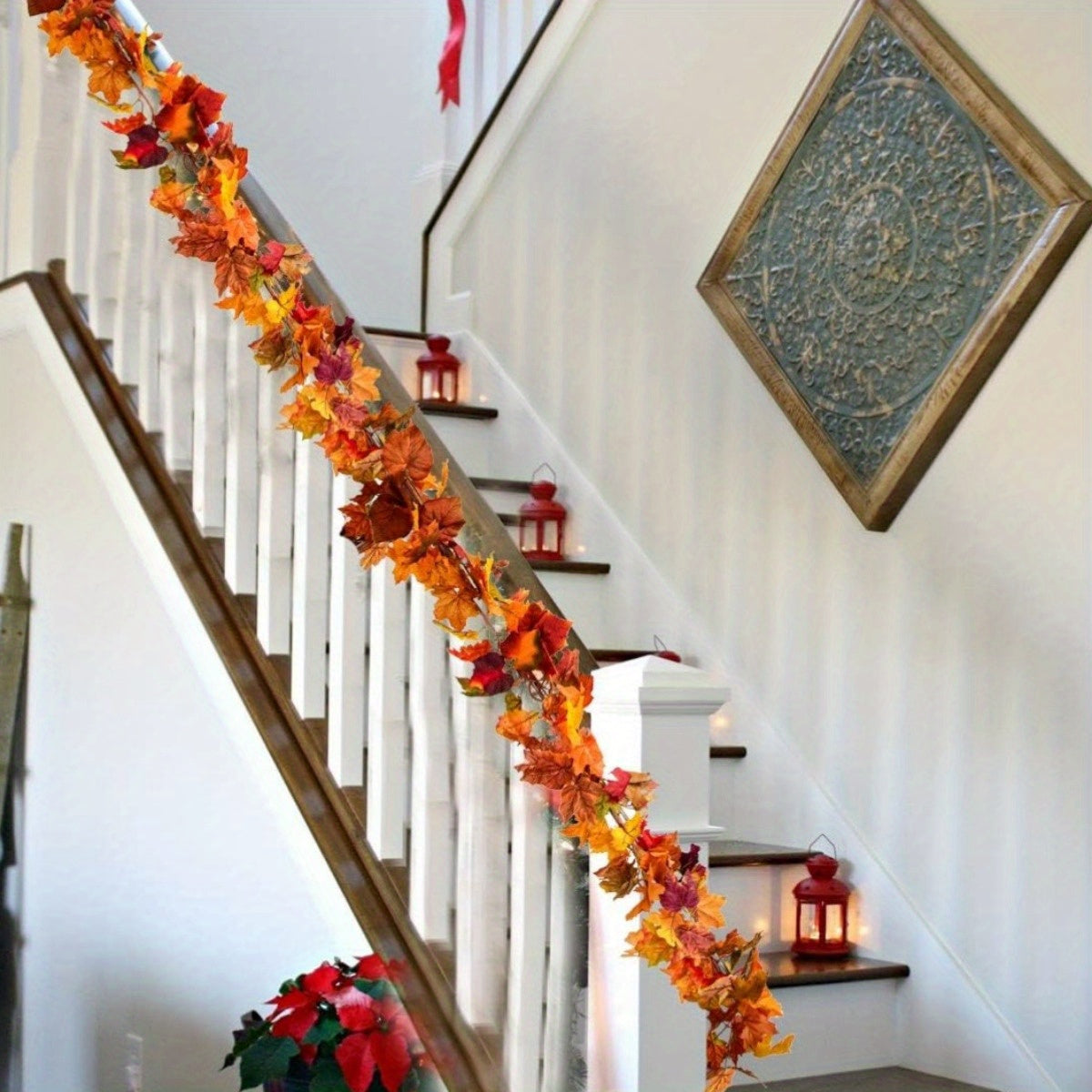 2pcs Maple Leaf Fall Garland – 5.9ft Artificial Autumn Hanging Vine  Description: