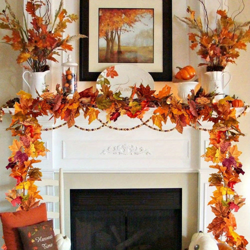2pcs Maple Leaf Fall Garland – 5.9ft Artificial Autumn Hanging Vine  Description: