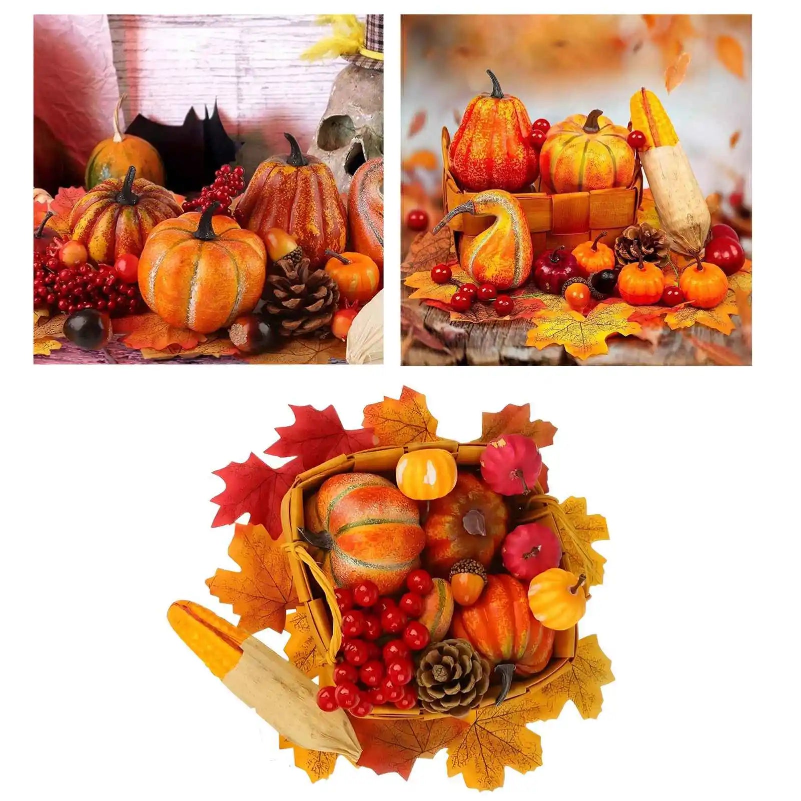 49pcs Fall Pumpkin & Harvest Décor Set – Artificial Autumn Display Kit