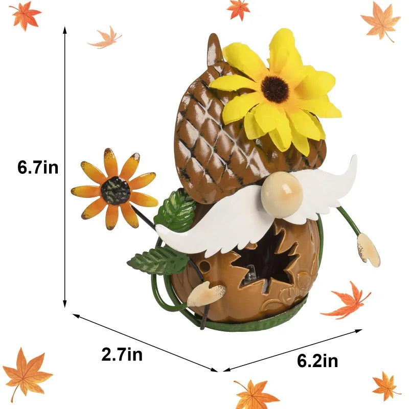 Light-Up Fall Gnome Figurines – Metal & Ceramic Autumn Decorations