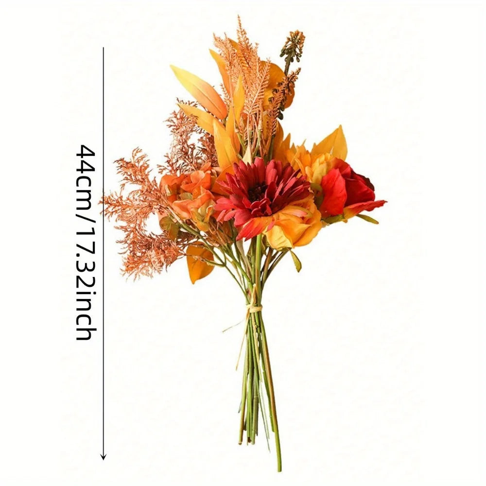 2 Bunches Artificial Fall Flower Bouquets – Faux Silk Floral Arrangements