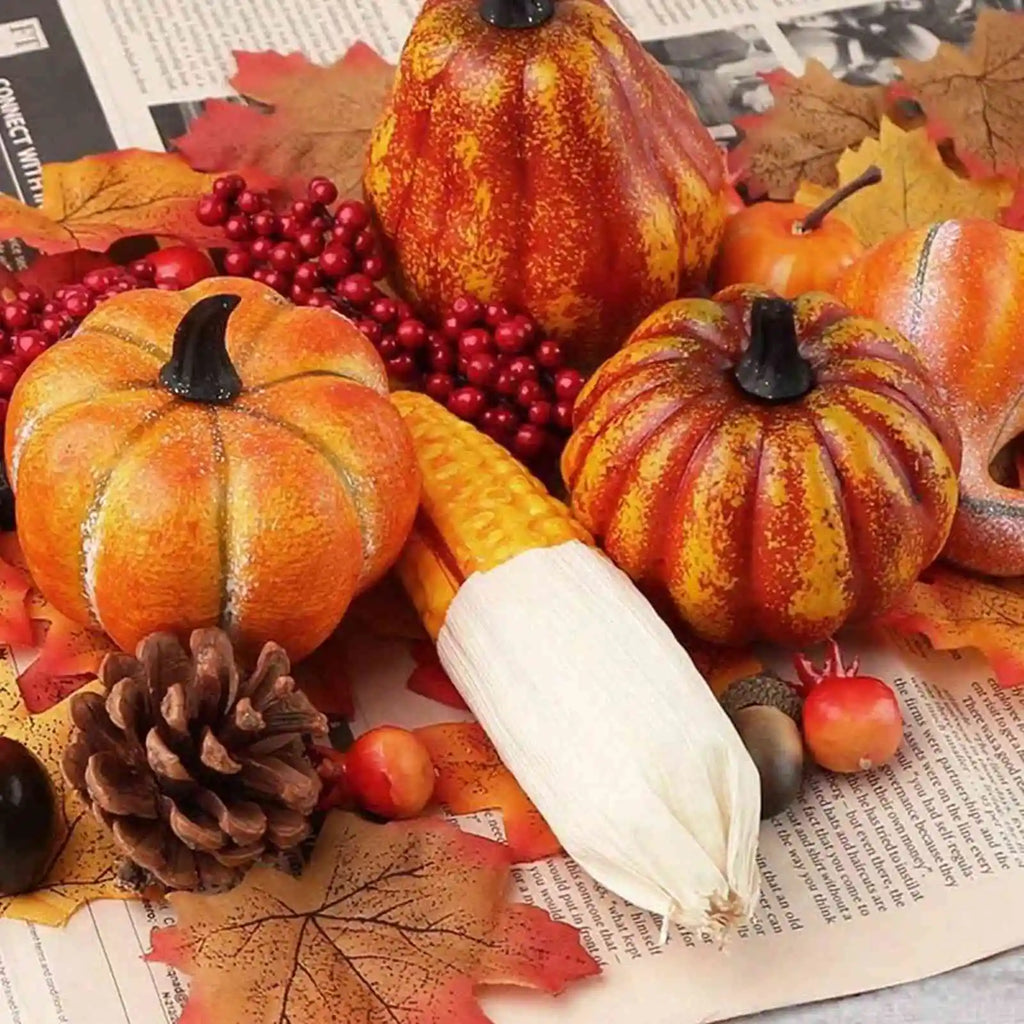 49pcs Fall Pumpkin & Harvest Décor Set – Artificial Autumn Display Kit