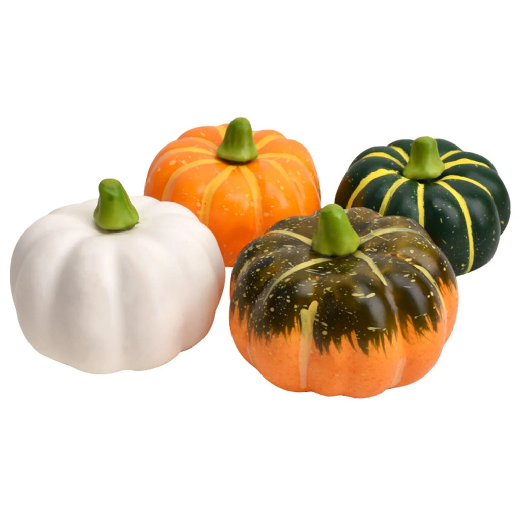 4pcs Artificial Foam Pumpkin Set – Fall Harvest Home Décor