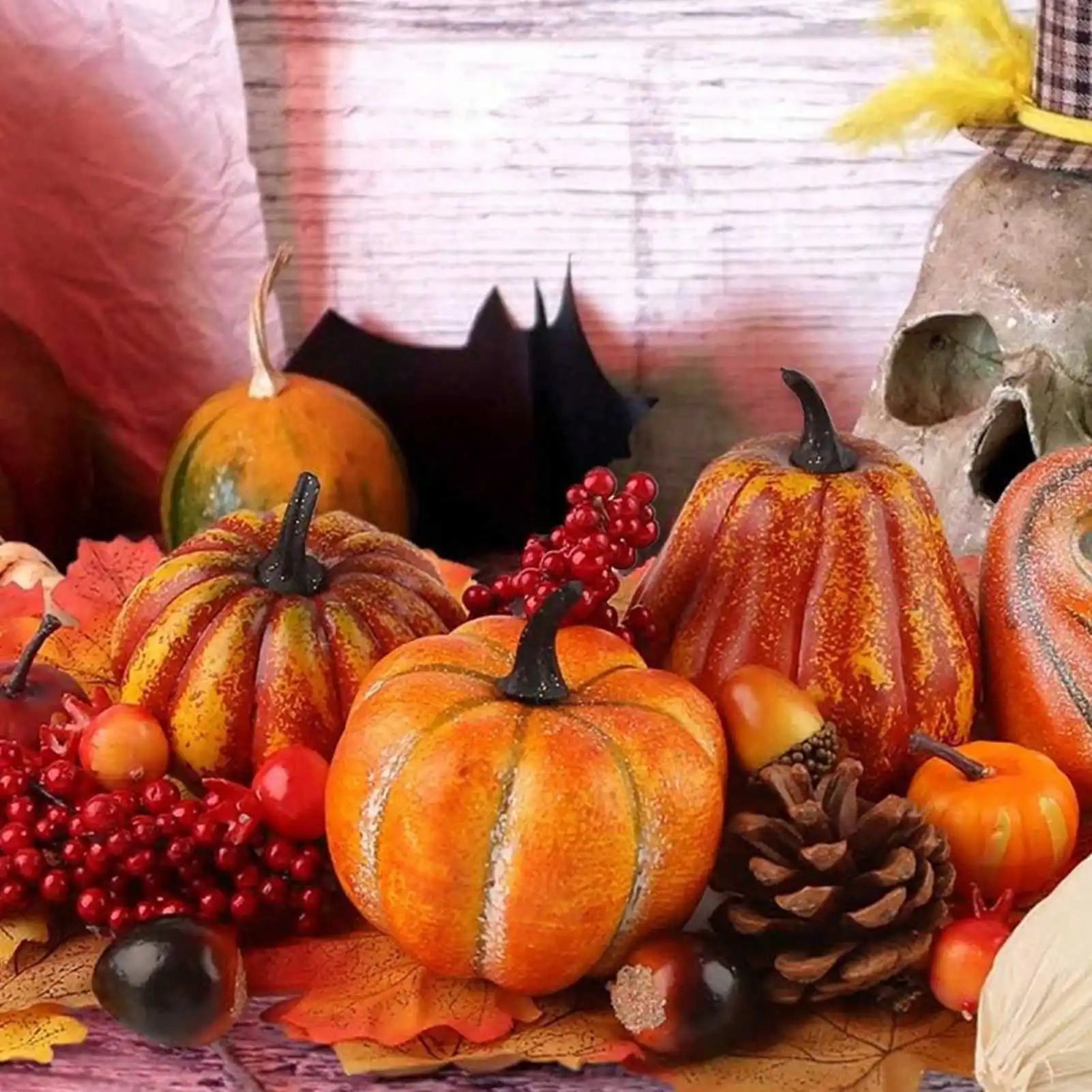 49pcs Fall Pumpkin & Harvest Décor Set – Artificial Autumn Display Kit