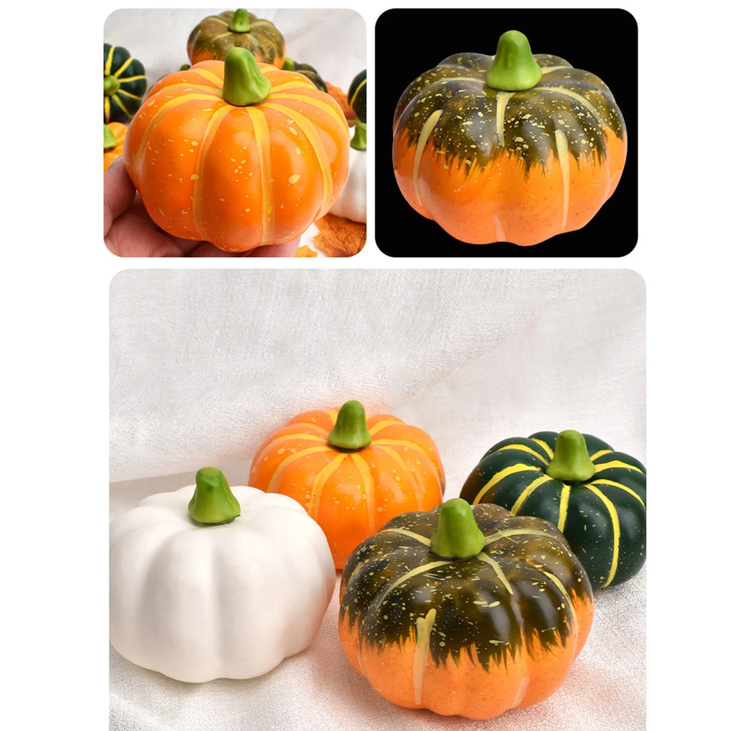 4pcs Artificial Foam Pumpkin Set – Fall Harvest Home Décor
