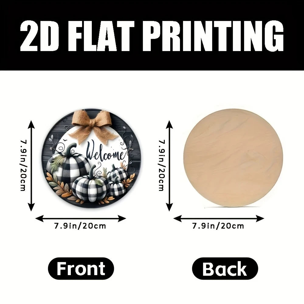 Wooden Welcome Sign with Pumpkin Design – Fall Harvest Porch Décor