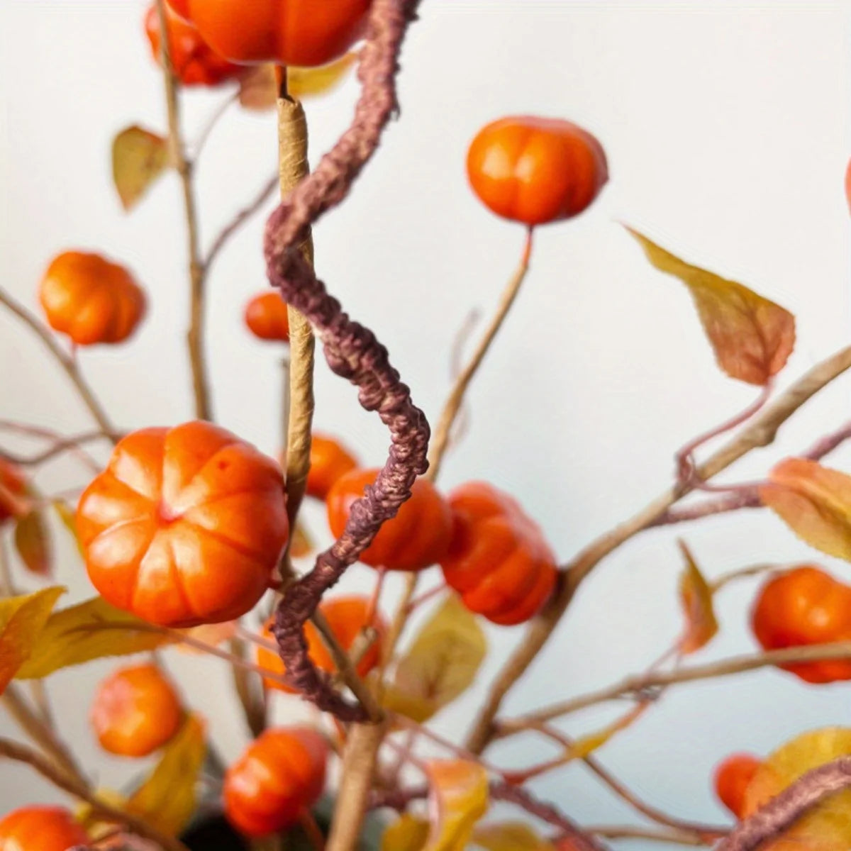 4pcs Artificial Fall Pumpkin & Berry Stems – Autumn Floral Picks for Arrangements