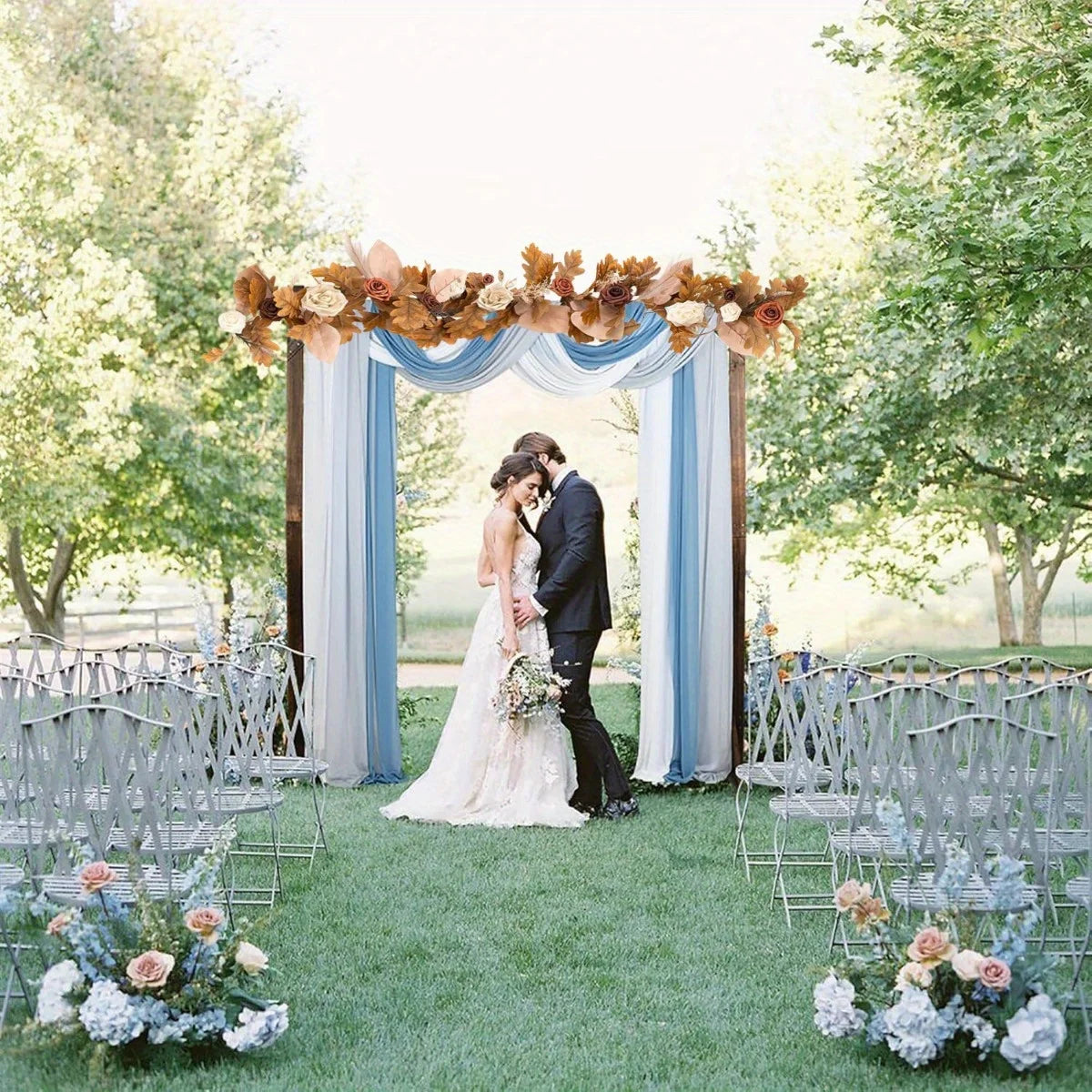 5.9ft Fall Eucalyptus Garland with Roses – Handcrafted Floral Table Runner