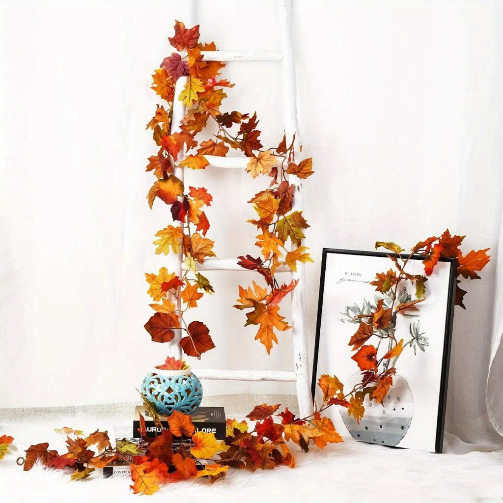 2pcs Maple Leaf Fall Garland – 5.9ft Artificial Autumn Hanging Vine  Description: