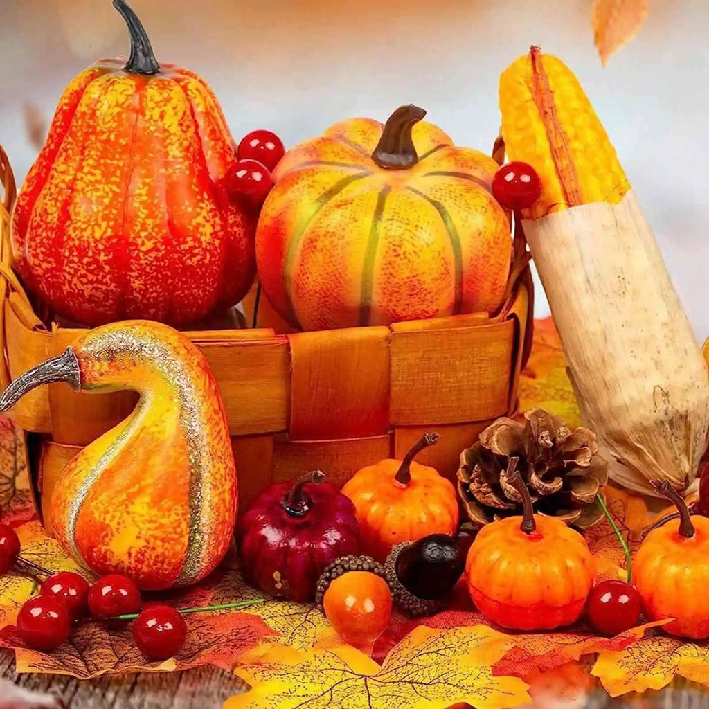 49pcs Fall Pumpkin & Harvest Décor Set – Artificial Autumn Display Kit