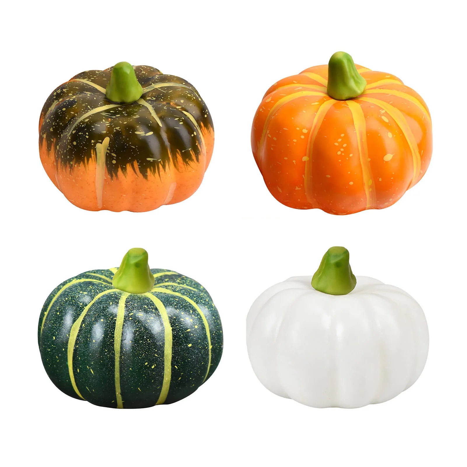 4pcs Artificial Foam Pumpkin Set – Fall Harvest Home Décor