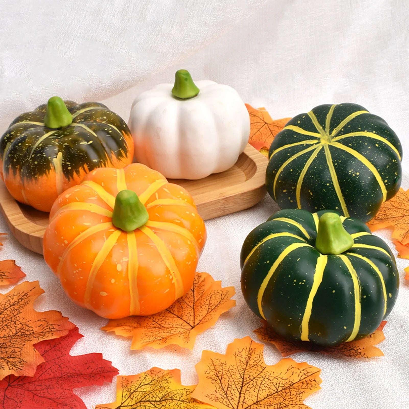 4pcs Artificial Foam Pumpkin Set – Fall Harvest Home Décor
