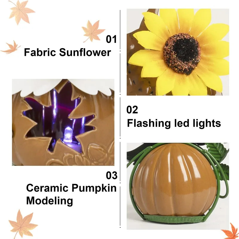 Light-Up Fall Gnome Figurines – Metal & Ceramic Autumn Decorations