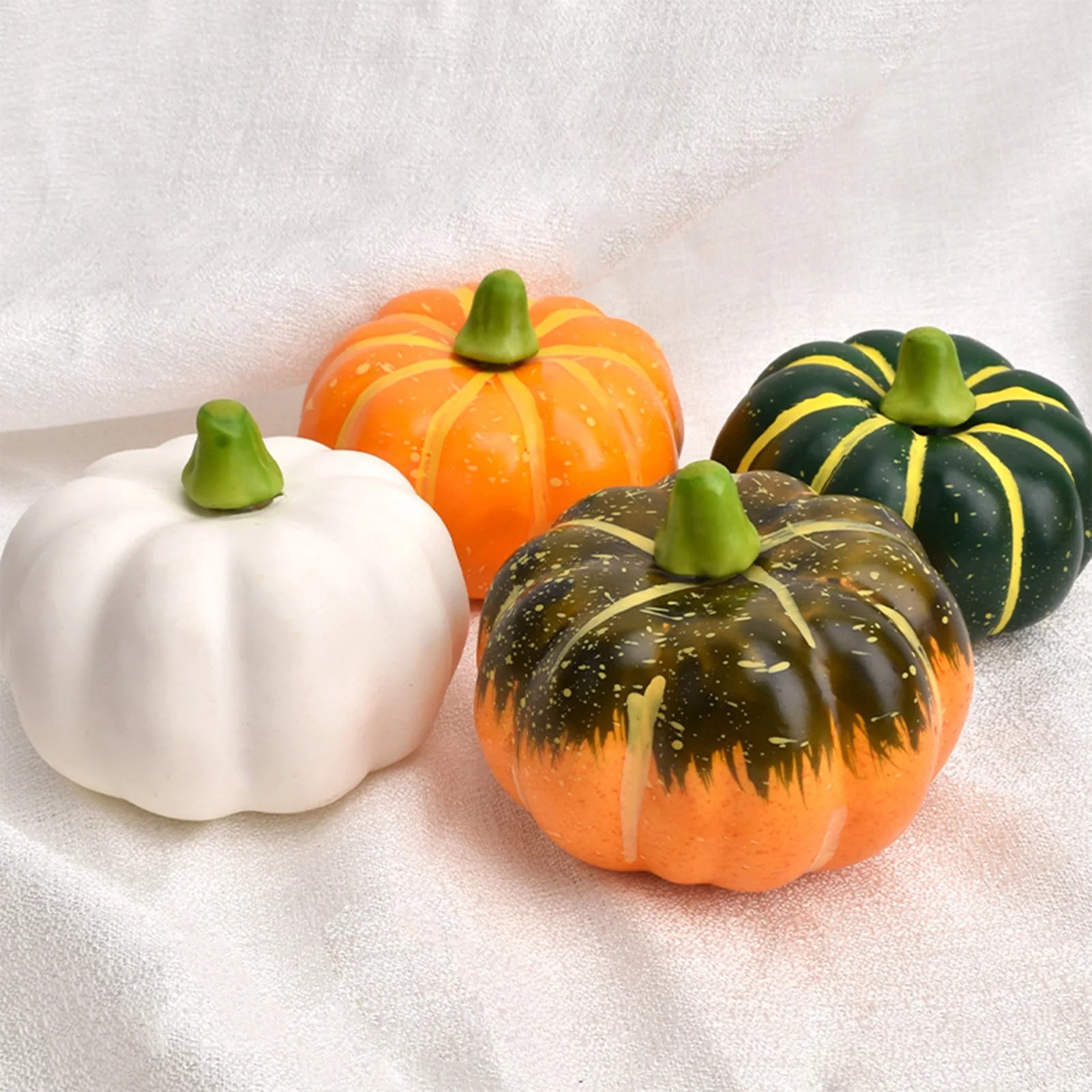 4pcs Artificial Foam Pumpkin Set – Fall Harvest Home Décor