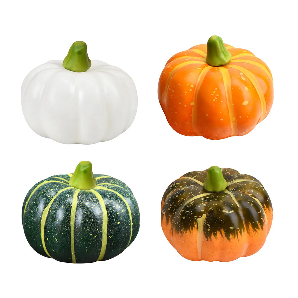 4pcs Artificial Foam Pumpkin Set – Fall Harvest Home Décor